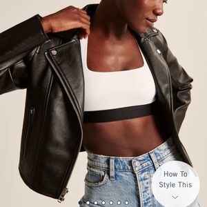 VEGAN SUEDE MOTO JACKET ABERCROMBIE & FITCH